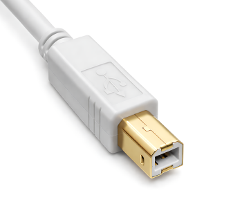 DINIC USB 2.0 HQ Kabel A auf B Stecker, 28 AWG / 2C, 26 AWG / 2C, weiß, DINIC Box mit Euroloch, Länge 5,00m